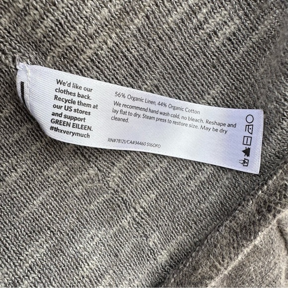 Eileen Fisher Gray Organic Cotton Linen Cardigan Sweater Button Up Exposed Seams - Picture 8 of 8